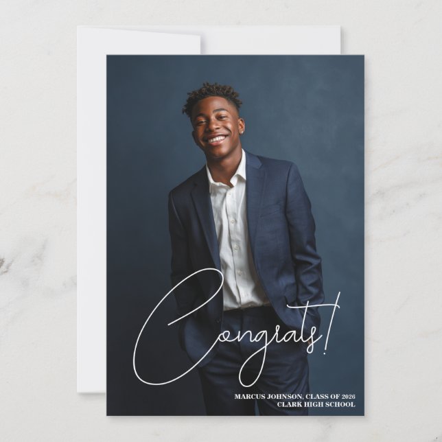 Simple Blue Photo 2026 Graduation Announcement (Anverso)