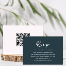 Simple Blue Rubor Wedding RSVP script QR Code