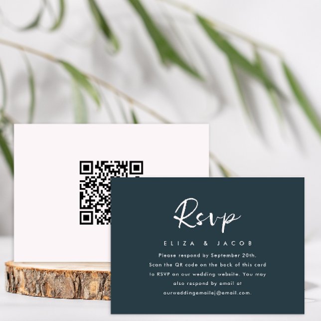 Simple Blue Rubor Wedding RSVP script QR Code (Subido por el creador)