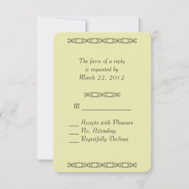 Simple Boda Amarilla Dorada RSVP (Anverso)