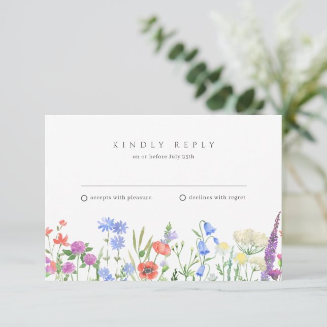 Simple boda de flores silvestres RSVP (Anverso de pie)