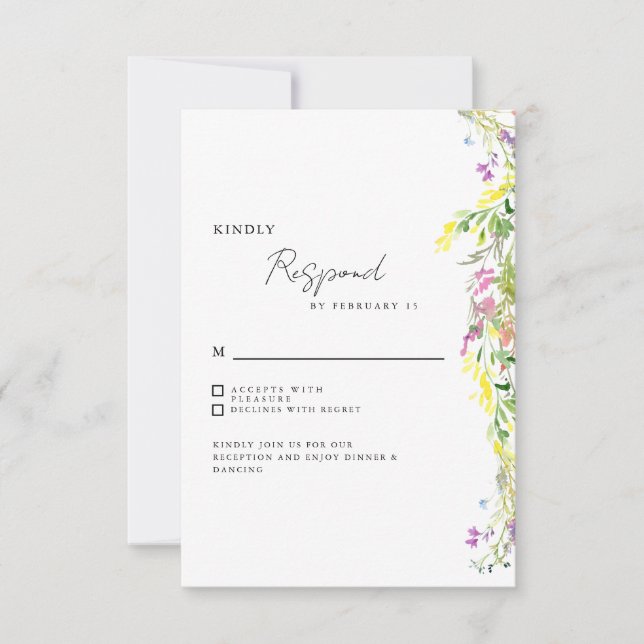 Simple Boda de Flores Silvestres RSVP (Anverso)