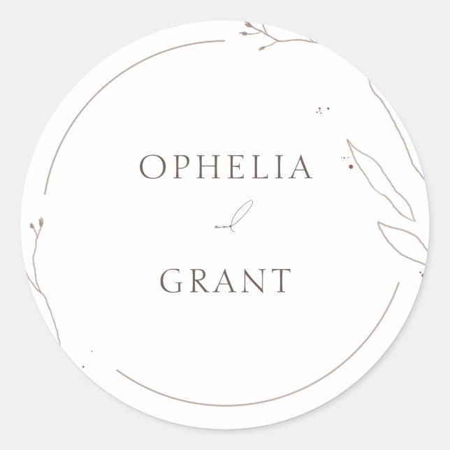 Simple Boda de hierba salvaje Gracias Pegatinas (Anverso)