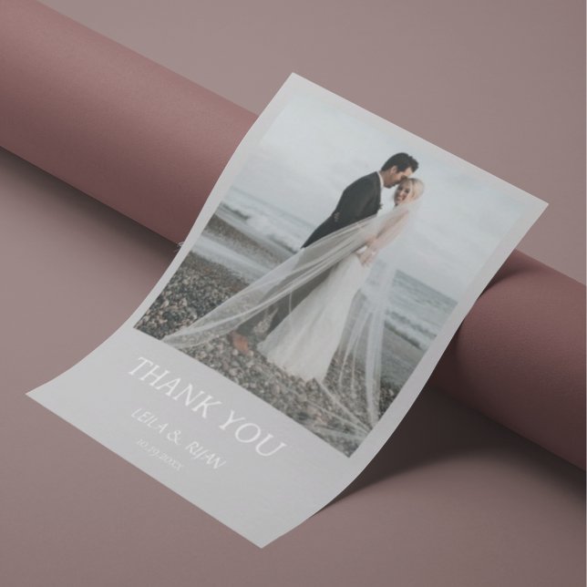Simple Boda Gracias Tarjeta Con Nota (Photo Wedding Thank You Card)
