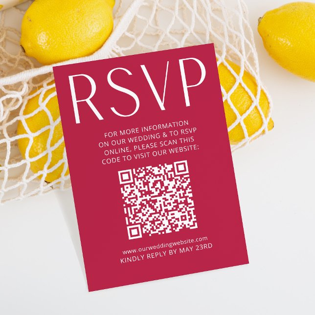 Simple boda magenta moderna RSVP Código QR en líne (Subido por el creador)