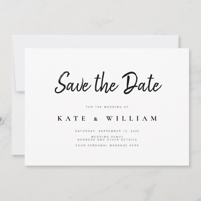 Simple boda moderna Guardar la invitación de fecha (Anverso)