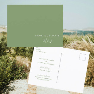 Simple Boda Verde Guardar la postal de fecha