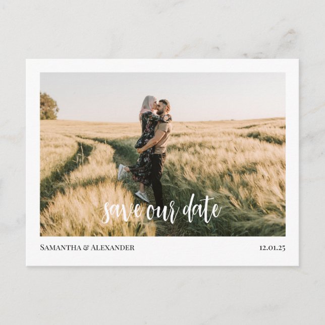 Simple Boho Ahorra Nuestra Foto De Fecha Postal (Anverso)