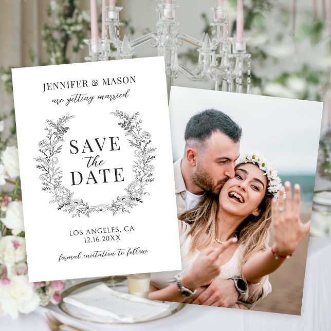 Simple boho floral Guardar la invitación a la foto (Subido por el creador)