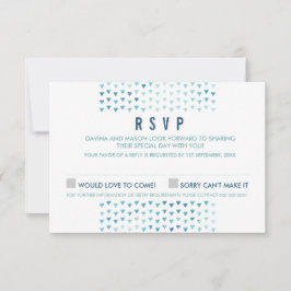 SIMPLE BOHO RSVP modelo de triángulo moderno azul
