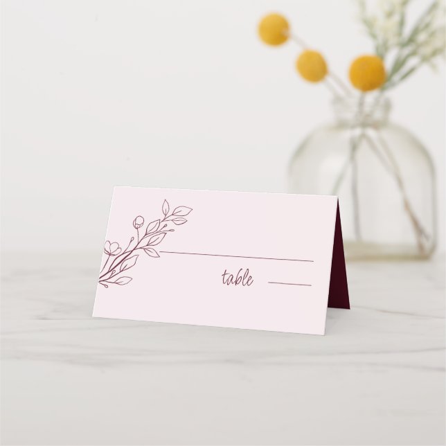 Simple Boho Ruby Wine, tarjeta plegada Boda Place (Anverso)