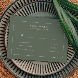Simple Boho Sage Green Boda Menú Elección RSVP