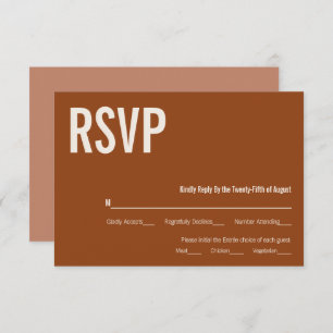 Simple Boho Terracotta Typography Wedding RSVP