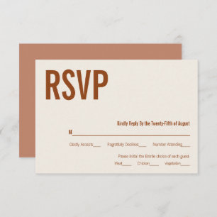 Simple Boho Terracotta Typography Wedding RSVP