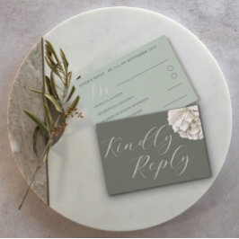 Simple Boho Tropical Sage Green Floral RSVP