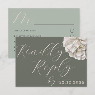 Simple Boho Tropical Sage Green Floral RSVP