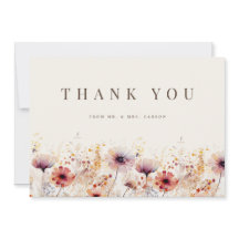 Simple Boho Wildflower Beige - Tarjeta de agradeci