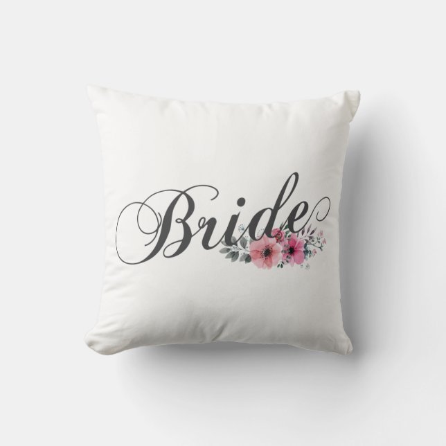 Simple Bride Floral Caligrafía | Almohada Decorati (Anverso)