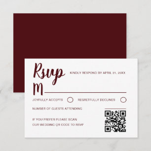 Simple Burgundy RSVP Boda 