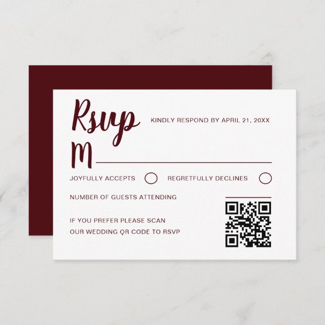 Simple Burgundy RSVP Wedding  (Anverso / Reverso)