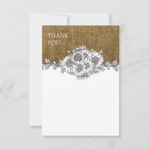 Simple Burlap Girasol Rústico - Tarjeta de agradec