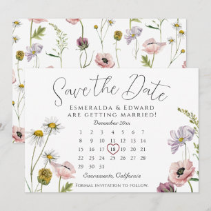 Simple Calendario Boda De Flores Silvestres Guarda