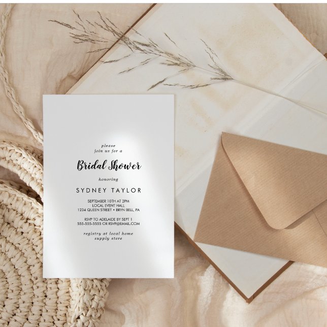 Simple caligrafía Invitación a la ducha de novia (Subido por el creador)