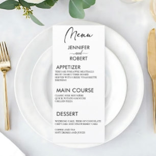Simple caligrafía Minimalista menú Boda ruso