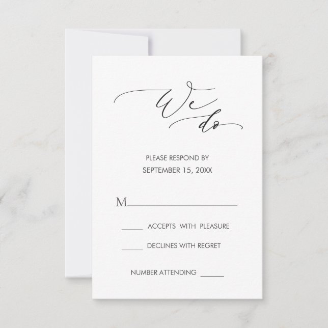 Simple caligrafía moderna Hacemos matrimonio RSVP (Anverso)