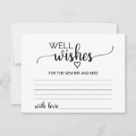 Simple caligrafía negra tarjetas de buena voluntad<br><div class="desc">Estas sencillas tarjetas de felicitación de caligrafía negra son la actividad perfecta para una boda rústica o moderna o una ducha de novia. El diseño minimalista incluye un elegante guión de broche y un bonito corazón femenino. Personaliza estas tarjetas con el nombre de la novia y el novio. El cartel...</div>