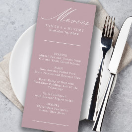 Simple caligrafía Rosa menú Boda