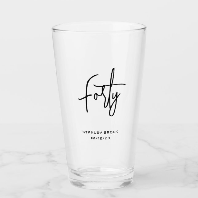 Simple caligráfico Negro 40 cumpleaños (Anverso)