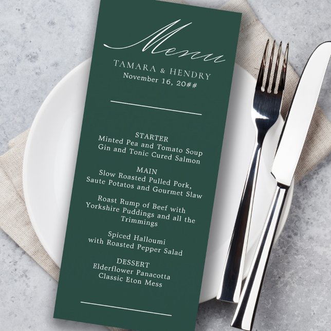 Simple Calligraphy Emerald Wedding Menu (Subido por el creador)