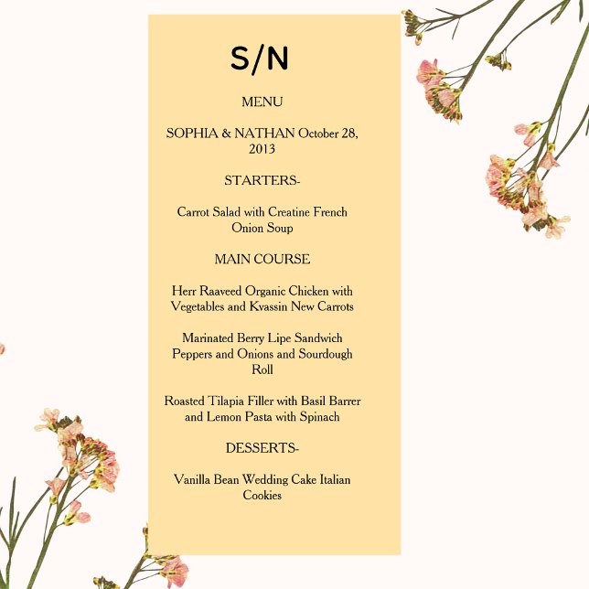 Simple Chic Wedding Menu Card | Custom Minimalist  (Subido por el creador)