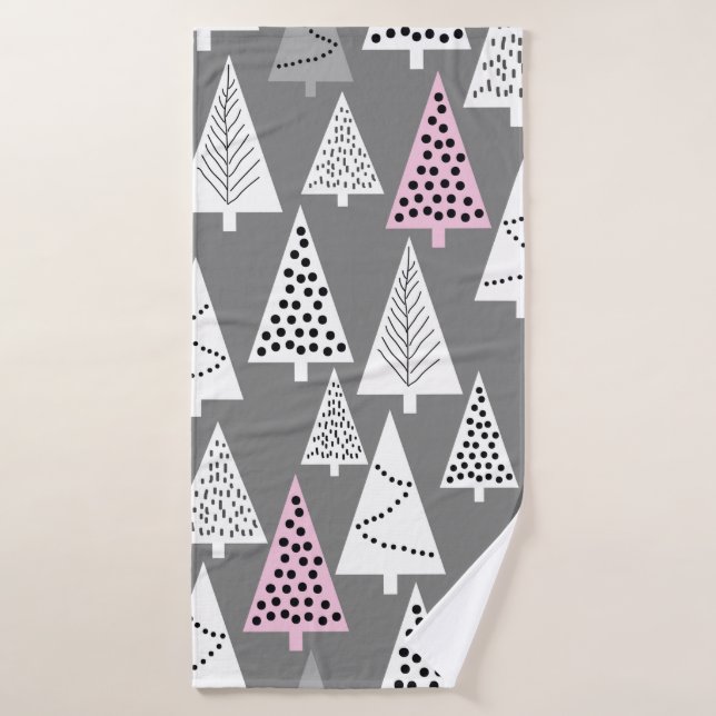 Simple Christmas pattern. Abstract gray and white  (Toalla de baño)