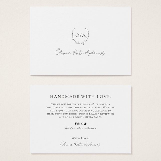 Simple clásico Monograma Wreath Elegante (Anverso y reverso)