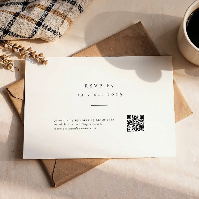 Simple Classic QR Code Wedding RSVP Card (Subido por el creador)