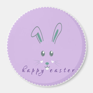 Simple conejo púrpura imán redondo de Pascua Cl