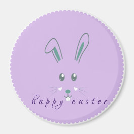 Simple conejo púrpura imán redondo de Pascua Clási