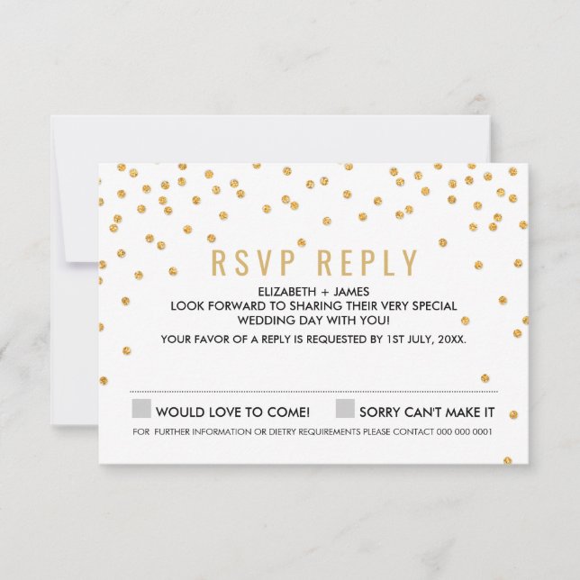 SIMPLE CONFETTI RSVP lindo glamour purpurina de or (Anverso)