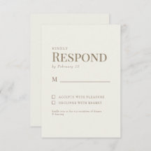 Simple Cream Gold Boda de texto RSVP