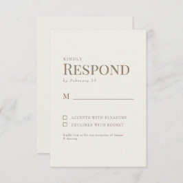 Simple Cream Gold Boda de texto RSVP