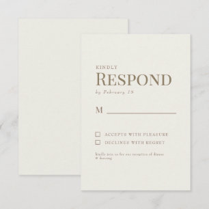 Simple Cream Gold Boda de texto RSVP