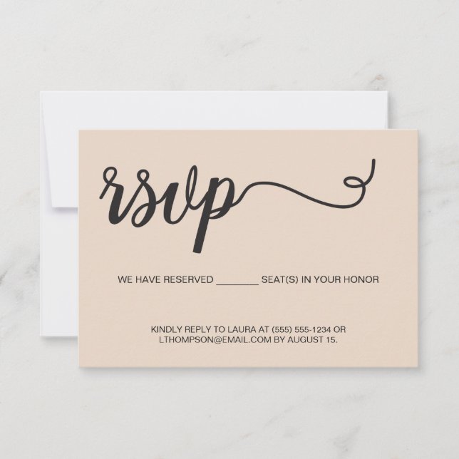 Simple crema RSVP sin enviar Asiento reservado (Anverso)