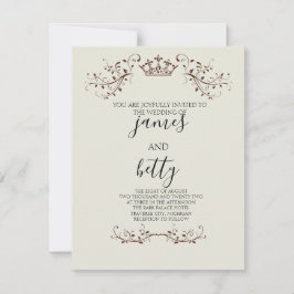 Simple Crown Minimalist Wedding Flat Card invitati