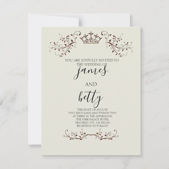 Simple Crown Minimalist Wedding Flat Card invitati (Anverso)