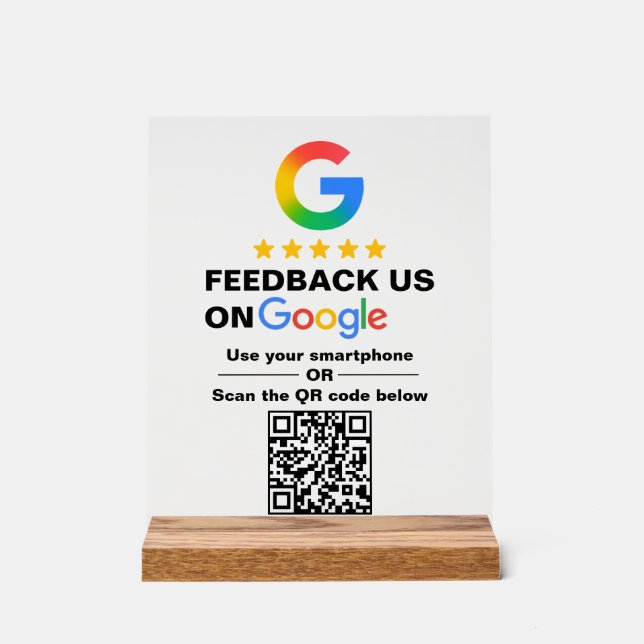 Simple Custom QR Code Google Review Display (Anverso)