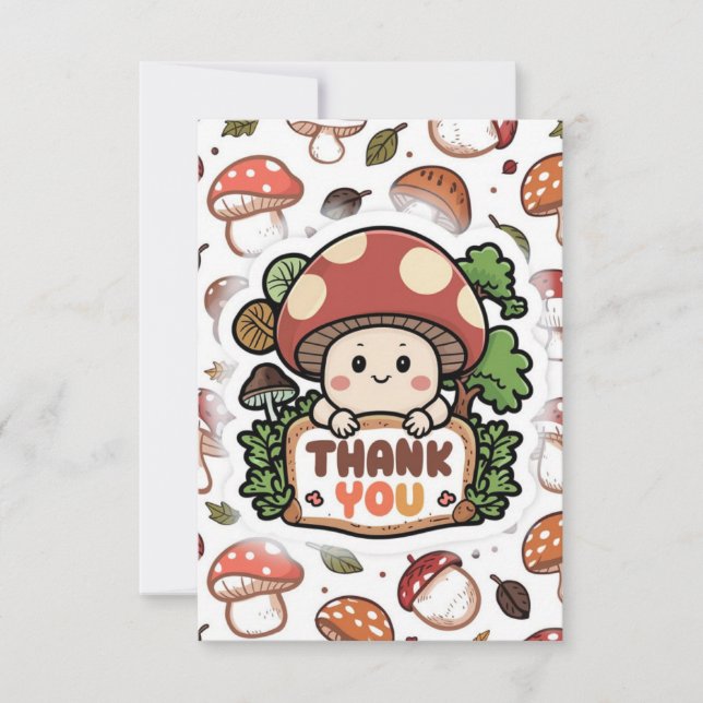 Simple Cute Mushroom Tarjeta de agradecimiento (Anverso)