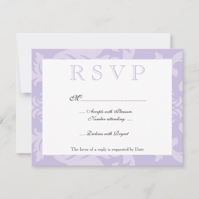 Simple Damask Lilac RSVP (Anverso)