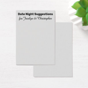 Simple Date Night Sugerencias Tarjeta Gris Claro